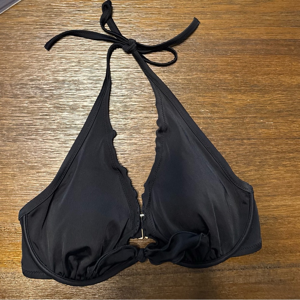 PINK Victoria's Secret Black Halter Bikini Top